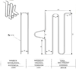 RESISTENCIA WHIRLPOOL ERG35D1 - 350W (A314) - Image 1